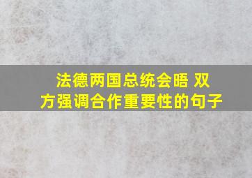 法德两国总统会晤 双方强调合作重要性的句子